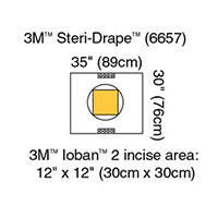 3M STERI-DRAPE Cesarean-Section Pouch with Loban 2 Incise Film, 35" x 30", 10/box, 4 box/case. MFID: 6657