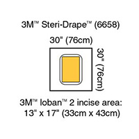 3M STERI-DRAPE Surgical Drape Pouch, 30" x 30", Incise 13" x 17", 5/box, 4 box/case. MFID: 6658