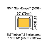 3M STERI-DRAPE Surgical Drape Pouch, 30" x 35", Incise 16" x 20", 5/box, 4 box/case. MFID: 6659 (USA ONLY)