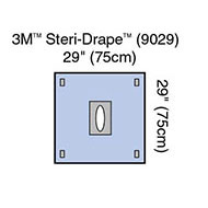 3M STERI-DRAPE Adhesive Aperture Drape, 29" x 29", Oval Adhesive Aperture, 40/box, 4 box/case. MFID: 9029