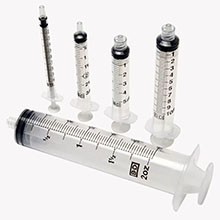 BD Syringe Only, 5mL w/ luer-Lok tip, Non-Sterile, Bulk, 1400/case. MFID: 301027