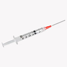 BD Syringe, 3mL w/ blunt fill needle & Luer-Lok tip combination, 18 Gx1&#189;", 100/box, 8 box/case. MFID: 305060