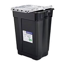 BD Recykleen RCRA Hazardous Waste Container, 17 gal, hinge top with gasket, black (23.5 x 20 x 14.75), 5/case. MFID: 305071