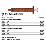 BD Oral Syringe, Amber, 1 mL w/ tip cap, 500/case. MFID: 305207 (USA ONLY)