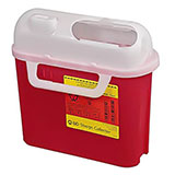 BD Patient/Exam Room Sharps Collector, 10.75"x10.75"x4" Red, Side Entry & CB Door 5.4 Qt. MFID: 305443