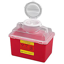 BD Sharps Collector, 14 Qt, Clear Top, Funnel Cap, 20/case. MFID: 305464