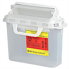 BD Patient/Exam Room Sharps Collector, 5.4 Qt, Natural, Horiz Entry, 10.75"x10.75"x4" CB Door. MFID: 305551