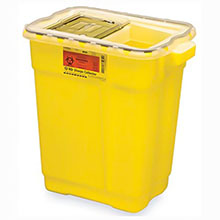 BD Chemotherapy Sharps Collector, 9 Gal, Slide Top Gasketed, Yellow, 8/case. MFID: 305604