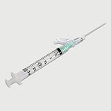 3mL BD SafetyGlide Syringe, 21 G x 1&#189;" Det Ndl, Intramuscular, Reg Bevel, 50/box, 8 box/case. MFID: 305909