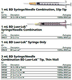 BD Syringe/Needle Combination w/ luer-Lok tip, 3mL, 23 G x 1&#189;", IM, TW, 100/box, 8 box/case. MFID: 309589