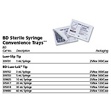 BD Syringe, 10mL w/ luer-Lok tip, Sterile Pak, Latex Free (LF), 20 tray/box, 12 box/case. MFID: 309605