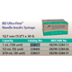 BD Syringe, 1cc, w/ ultra-Fine 30 G x &#189;" Needle, 100/box, 5 box/case. MFID: 328411