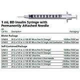 BD Syringe, 1mL Insulin, P Ndl, 28Gx&#189;", Blister, U-100 Micro-Fine IV, Orng, 100/box, 5 box/case. MFID: 329424