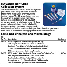 BD VACUTAINER Urine Complete Kit, 50/case. MFID: 364956