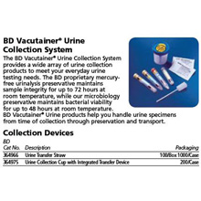 BD VACUTAINER Sterile Screw-Cap Urine Collection Cup w/ integrated transfer device, 200/case. MFID: 364975