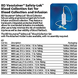 BD VACUTAINER Safety-Lok Blood Collection Set, 23 G x &#190;", 12" Tube, Luer, 50/box, 4 box/case. MFID: 367283