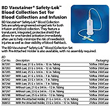 BD VACUTAINER Safety-Lok Blood Collection Set, 23 G x &#190;", 7" Tube, Luer, 50/box, 4 box/case. MFID: 367292