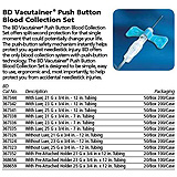 BD VACUTAINER Push Button Blood Collection Set w/ PB SH, 21G x &#190;", 12" Tube, 50/box, 4 box/case. MFID: 367344