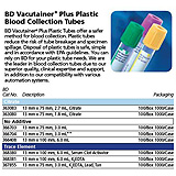 BD VACUTAINER SPC Plus Plastic Tube, 13mm x 100mm, 6.0mL, 100/box, 10 box/case. MFID: 368380