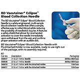 BD VACUTAINER ECLIPSE Blood Collection Needle, 21 G x 1&#188;" Thin Wall Needle, 48/box, 10 box/case. MFID: 368607