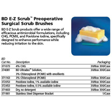 BD E-Z SCRUB Scrub Brush w/1% providone iodine, Color Code Brown, 300/case. MFID: 372053