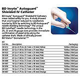 BD INSYTE Autoguard Shielded IV Catheter, Straight, 22 G x 1", Blue, 50/box, 4 box/case. MFID: 381423