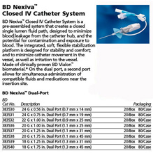 BD Nexiva Closed IV Catheter System, 22G x 1", 1620 (mL/hr), LF, DEHP Free, 20/sp, 4 sp/case. MFID: 383532