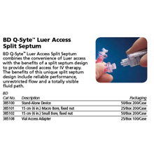 BD Q-Syte Multi-Dose Vial Adapter, 25/box, 4 box/case. MFID: 385108