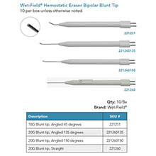 Wet-Field Hemostatic Eraser Bipolar 18G, blunt tip, angled 45 degrees. MFID: 221251