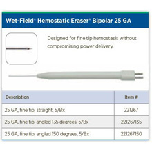 Wet-Field Hemostatic Eraser Bipolar 25G, fine tip, angled 135 degrees. MFID: 221267135