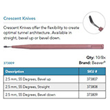 Beaver XSTAR Crescent Knives, 2.5 mm, 55 degrees, bevel down. MFID: 373809