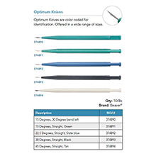 Beaver Optimum Knives, 15 degrees, bent 30 degrees, green. MFID: 374890