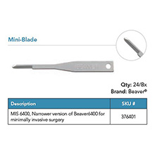 Beaver Mini-Blades, Narrower version of 376400. For minimally invasive surgery. MFID: 376401