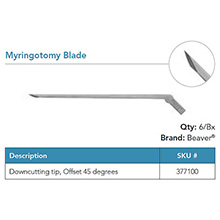 Beaver Myringotomy Blade, Lance tip, downward cut, offset 45 degrees. MFID: 377100