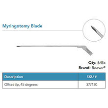 Beaver Myringotomy Blade, Spear tip, narrow shaft, offset 45 degrees. MFID: 377120