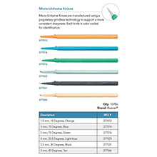 Beaver Micro-Unitome Knife, 15 degrees, 5.0 mm depth, green. MFID: 377516
