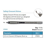 Beaver XSTAR Safety Crescent Knife, 2.5 mm, angled 55 degrees, bevel up. MFID: 378234