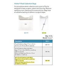 Visitec Mini Fluid Collection Bag with Wick, 100 ml capacity, 20/bx. MFID: 581148
