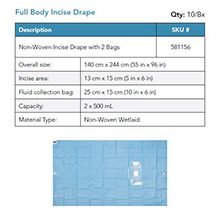 BVI Non-Woven Full Body Incise Drape with 2 Bags, 500 ml, 10/bx. MFID: 581156