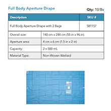 BVI Full Body Aperture Drape with 2 Bags, 500 ml, 10/bx. MFID: 581157