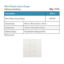 BVI Mini Plastic Incise Face Drape with Adhesive backing, 10/bx. MFID: 581159