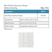 BVI Mini Plastic Aperture Face Drape with Adhesive backing, 10/bx. MFID: 581160