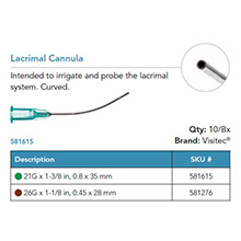 Visitec Lacrimal Cannula, .45 x 28 mm (26G x 1 1/8 in). MFID: 581276