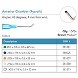 Visitec Anterior Chamber Cannula [Rycroft], .40 x 22 mm (27G x 7/8 in). MFID: 581280