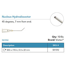 Visitec Nucleus Hydrodissector, .30 x 22 mm (30G x 7/8 in). MFID: 581592