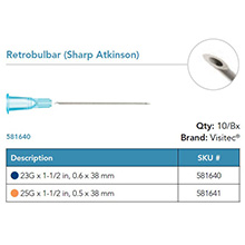 Visitec Retrobulbar (Sharp) [Atkinson], .50 x 38 mm (25G x 1 1/2 in). MFID: 581641