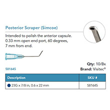 Visitec Posterior Scraper [Simcoe], .60 x 22 mm (23G x 7/8 in). MFID: 581645