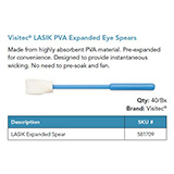 Visitec LASIK PVA Expanded Eye Spear, Blue handle, 6.85 cm (2 11/16 in) 40 count. MFID: 581709