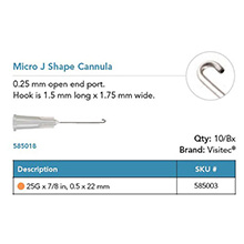 Visitec Micro J Shape Cannula, .50 x 22 mm (25G x 7/8 in). MFID: 585003