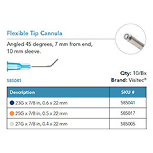 Visitec Flexible Tip Cannula, .40 x 22 mm (27G x 7/8 in). MFID: 585005